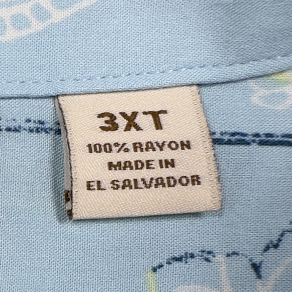 Caribbean Cocktail Print Camp Shirt Mens 3XT Blue Rayon Hawaiian Short Sleeve - Picture 5 of 12
